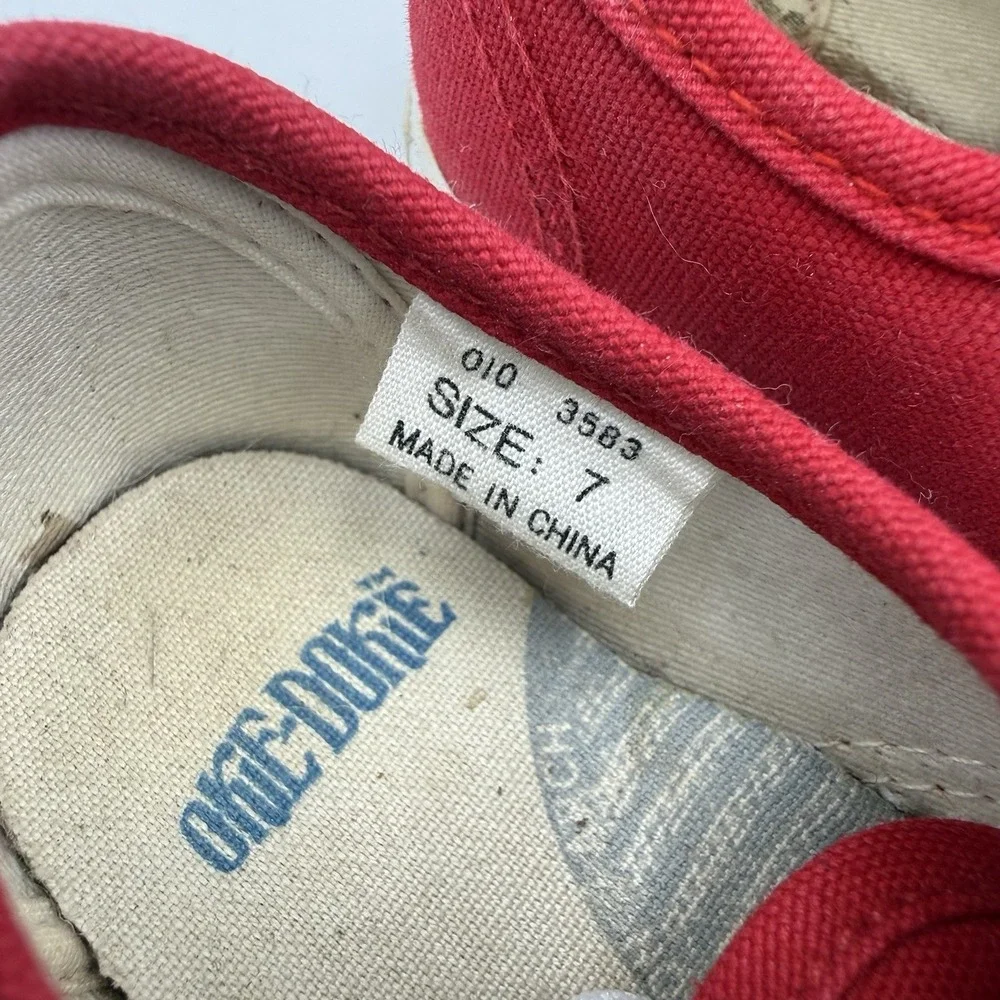 Vintage 1990s Okie Dokie Shoe Toddler Kids Size 7 Red & White Classic Canvas‎